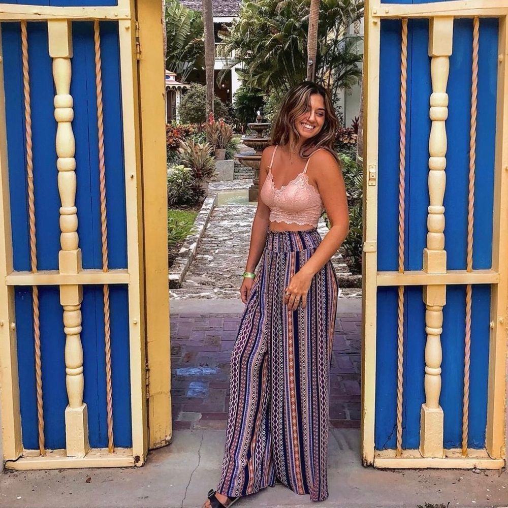 Blue & Orange Aztec Wide Leg Pants
